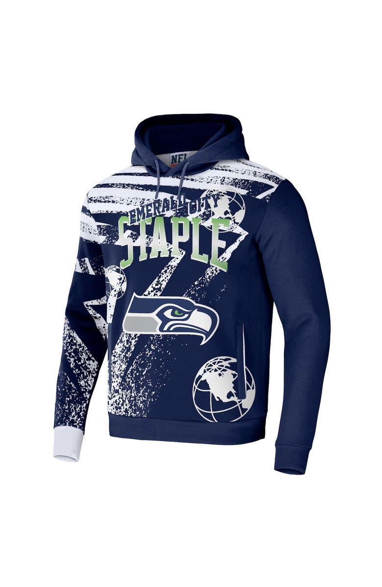 STAPLE Men's NFL x Staple Navy Seattle Seahawks All Over Print Pullover Hoodie, Alternate, color, Navy