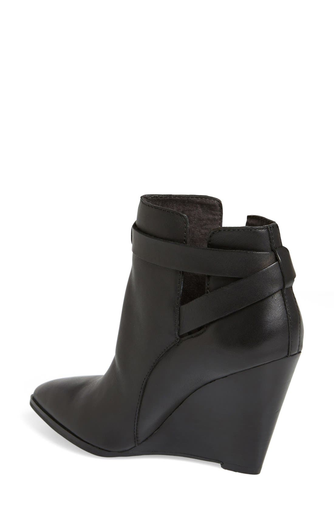'Violin' Pointy Toe Ankle Bootie (Women), Alternate, color, BLACK LEATHER