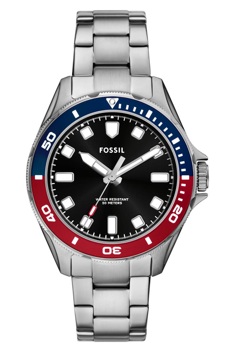Dalton Three-Hand Bracelet Watch, 42mm, Main, color, SILVER