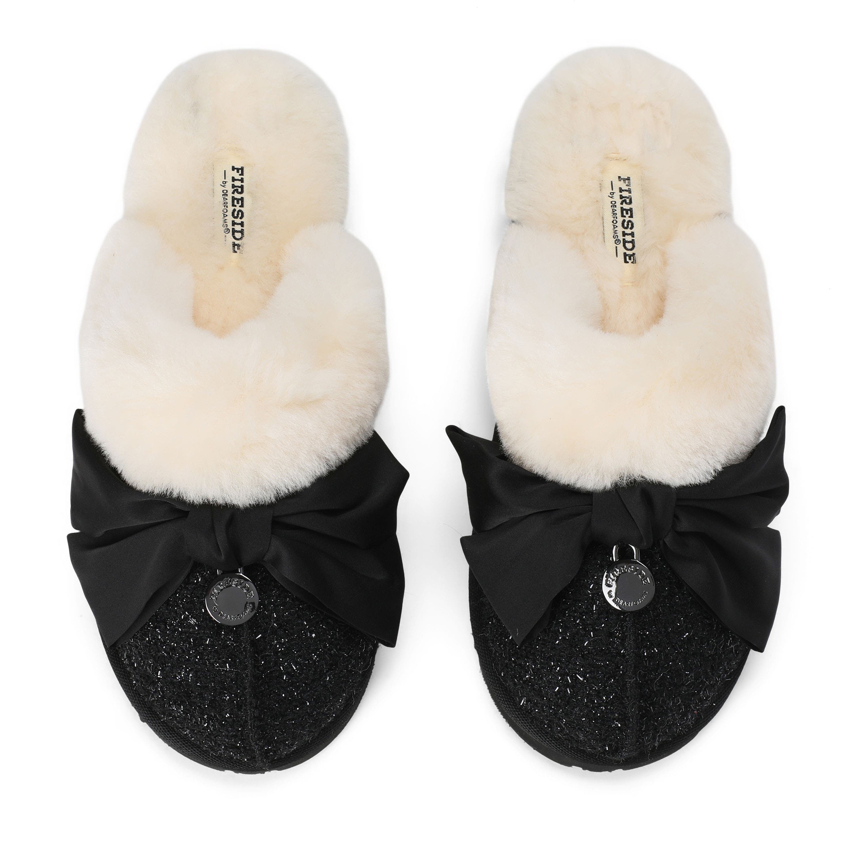Fireside Sydney Dream Bow Scuff Slippers, Alternate, color, Black