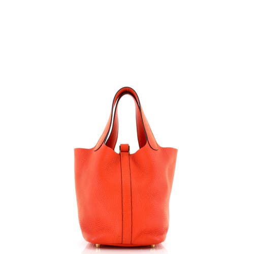Pre-owned Hermes Hermes Picotin Lock Bag Clemence Pm In Orange