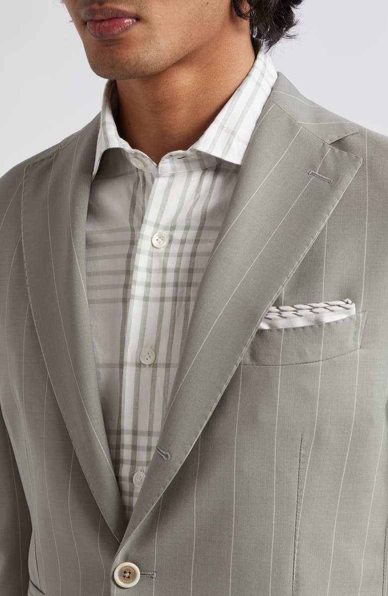 Eleventy Pinstripe Stretch Wool Blend Suit, Alternate, color, Military Green