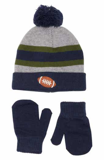 Football Pom Beanie & Mittens Set