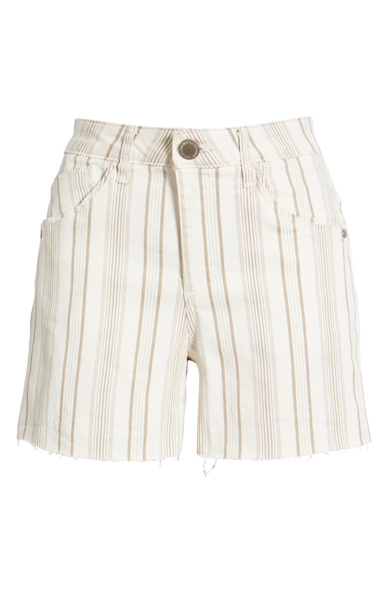 Wit & Wisdom 'Ab'Solution Stripe High Waist Raw Hem Shorts, Alternate, color, Khaki Multi