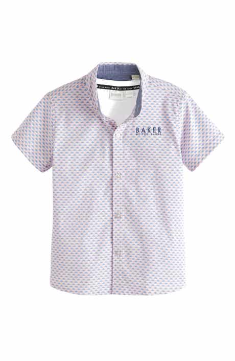 Baker by Ted Baker Kids' Cotton Graphic T-Shirt & Print Short Sleeve Button-Down Shirt Set