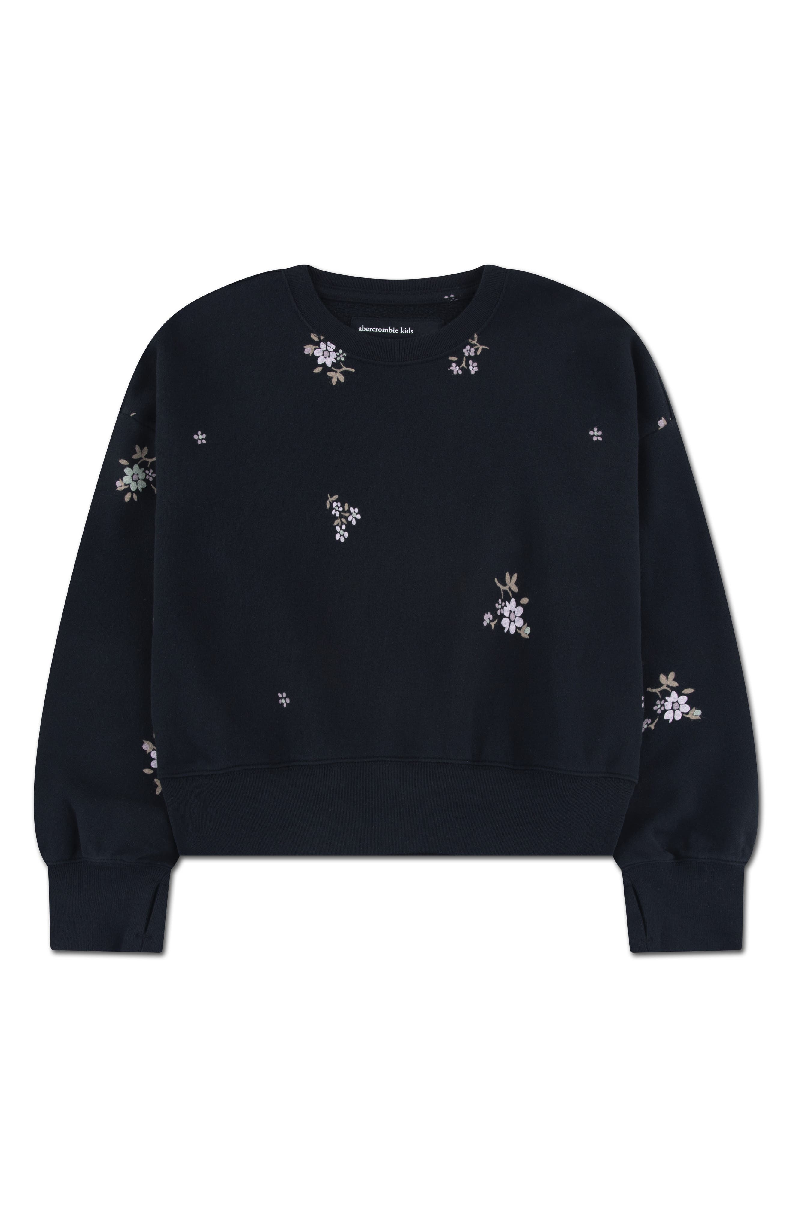 abercrombie kids Kids' Floral Print Cotton Blend Sweatshirt