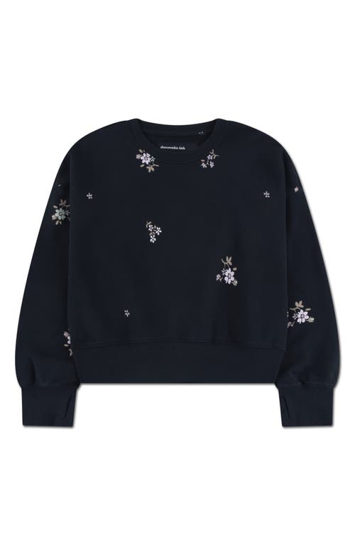Abercrombie Kids Kids' Floral Print Cotton Blend Sweatshirt In Blue