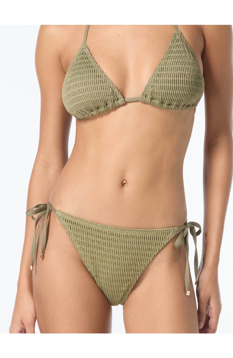 MICHAEL Michael Kors Crochet Bikini Bottom, Alternate, color, Safari Green