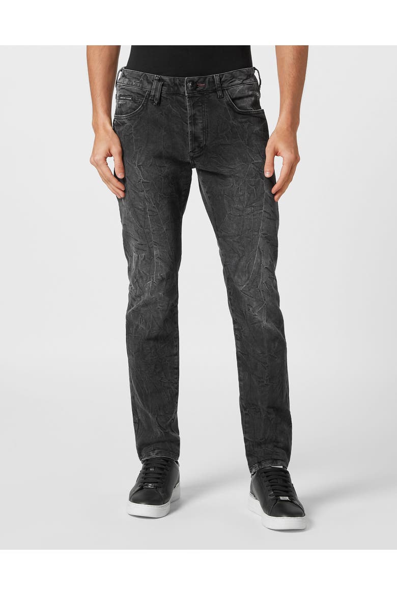 Jeans Straight Cut Skull Men, Main, color, GreyMoon