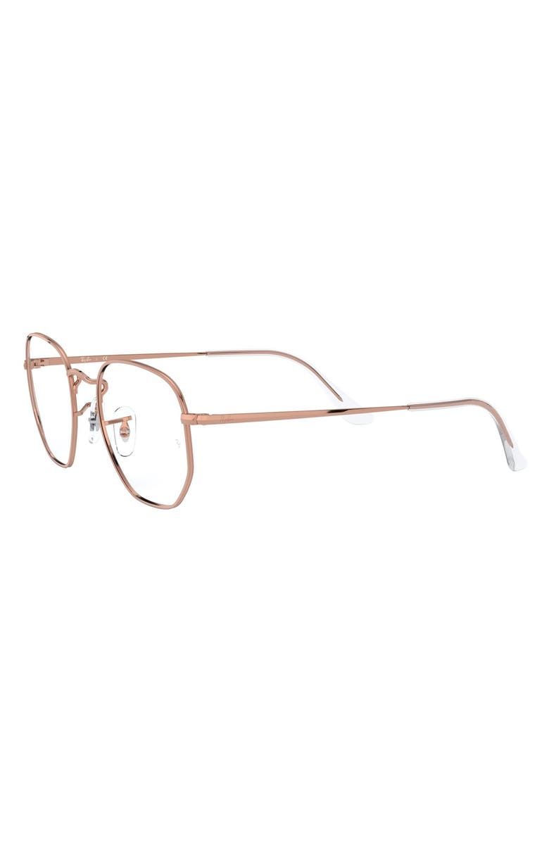 Ray-Ban 51mm Round Optical Glasses, Alternate, color, Shiny Rose Gold