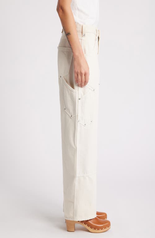 Re/done High Rise Straight Leg Jeans In Distressed Vintage White In Distressed Vintage White