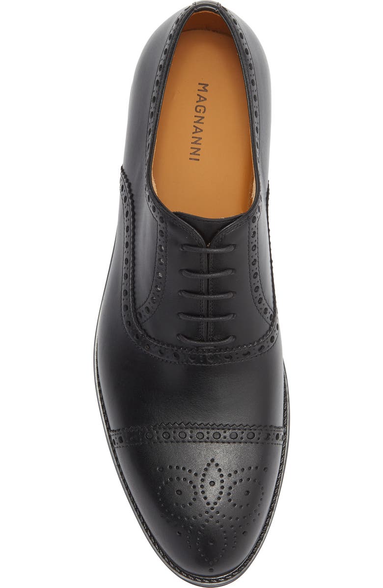 Magnanni Eddison Medallion Cap Toe Oxford, Alternate, color, Black