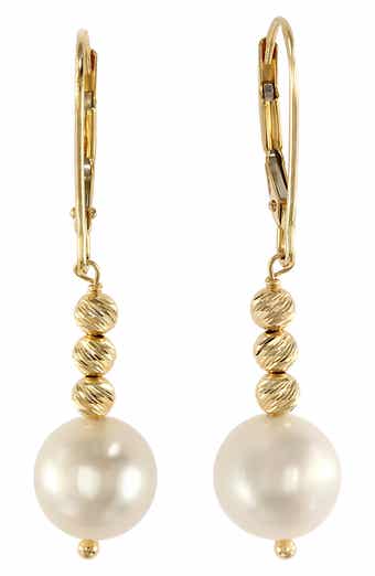 14K Yellow Gold Freshwater Pearl Drop Earrings