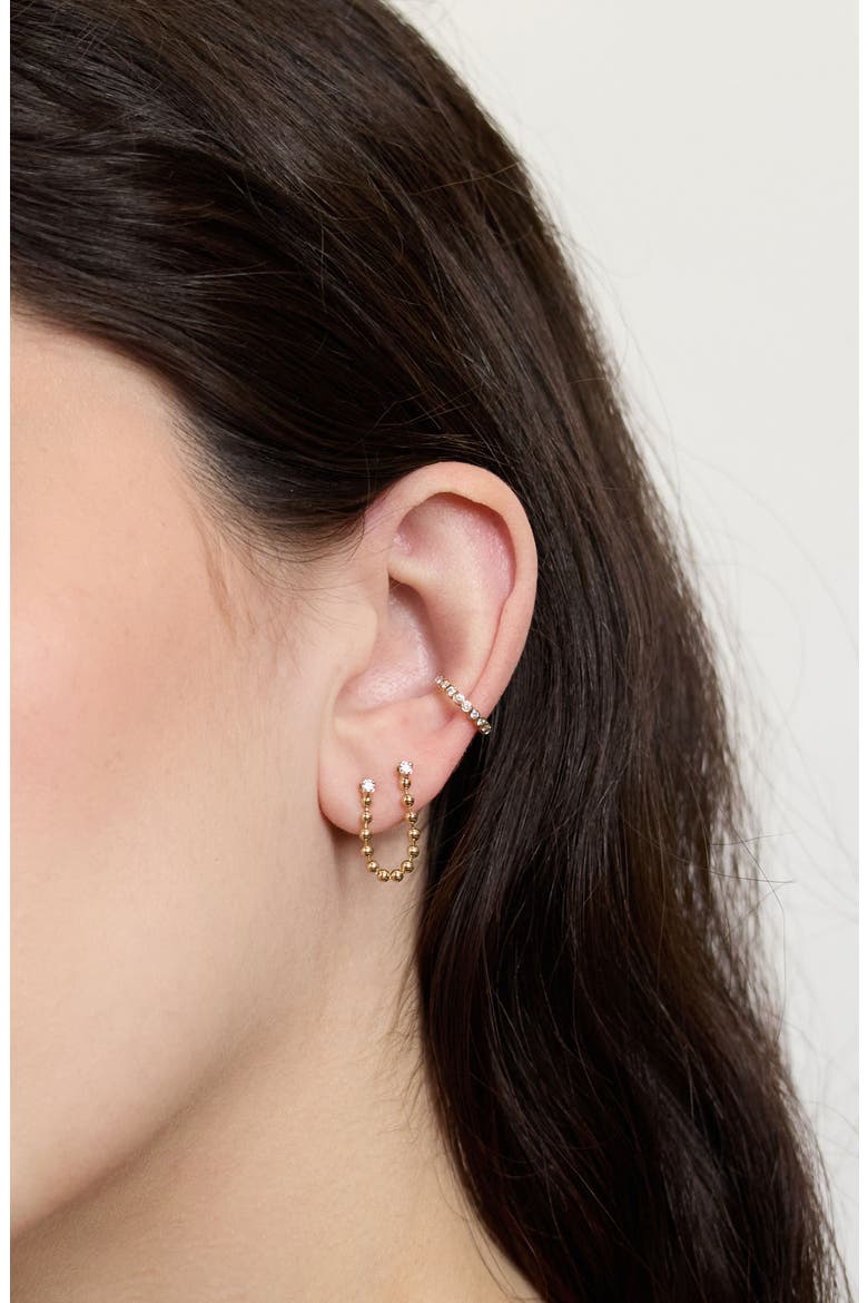 Double Piercing Diamond Chain Earring, Alternate, color, 14K YELLOW GOLD