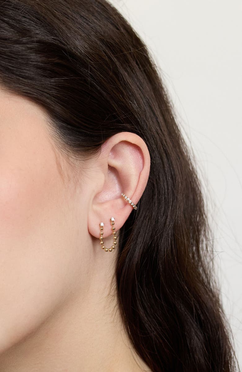 Zoë Chicco Double Piercing Diamond Chain Earring, Alternate, color, 14K Yellow Gold