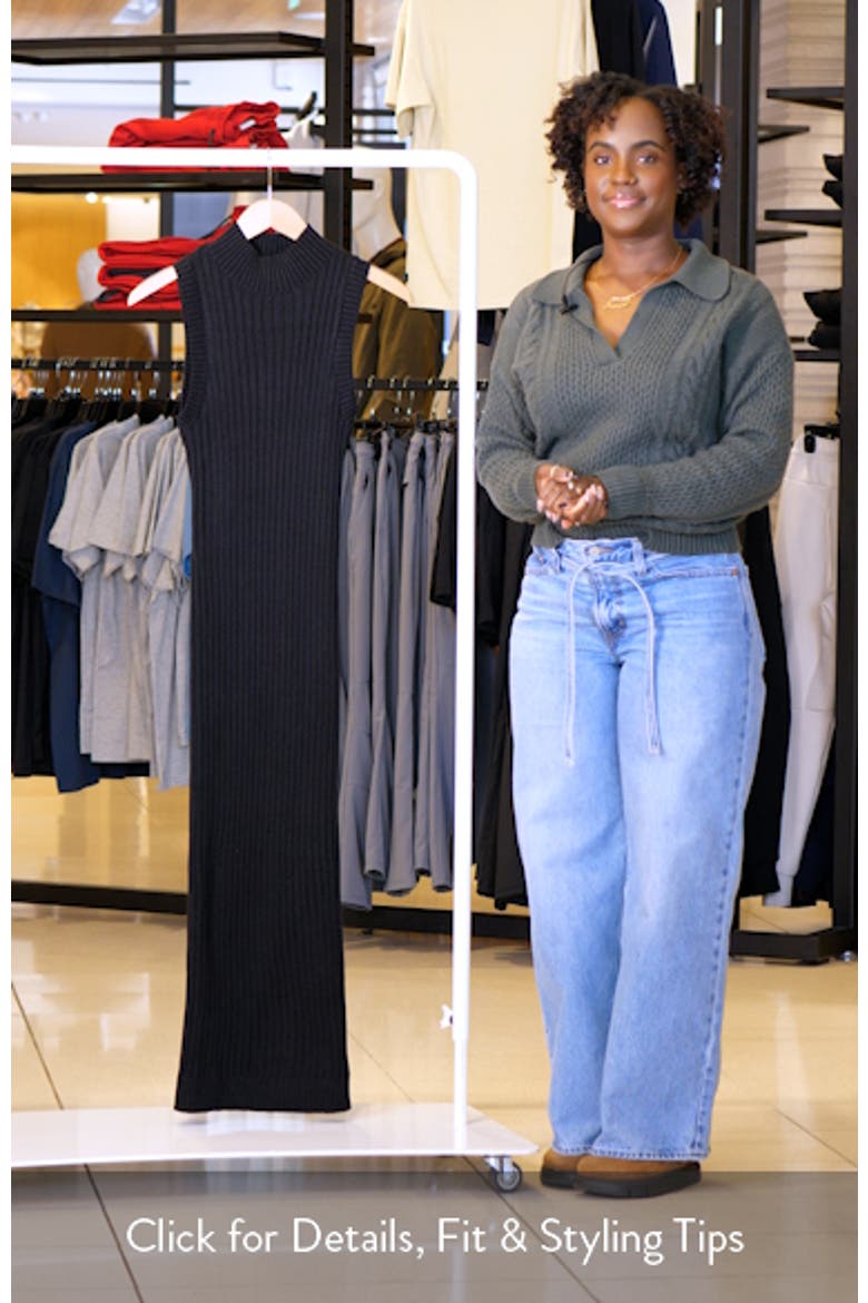 Mock Neck Rib Sweater Dress video