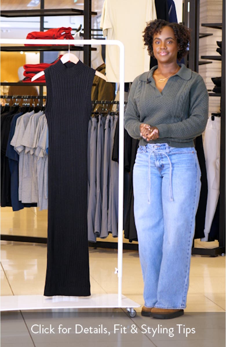 Mock Neck Rib Sweater Dress, sales video thumbnail