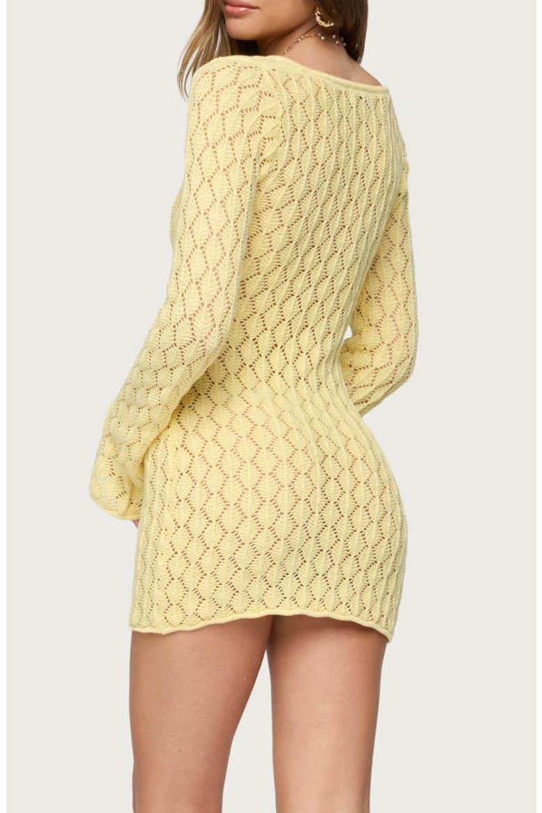 Brie Open Stitch Long Sleeve Mini Sweater Dress, Alternate, color, YELLOW