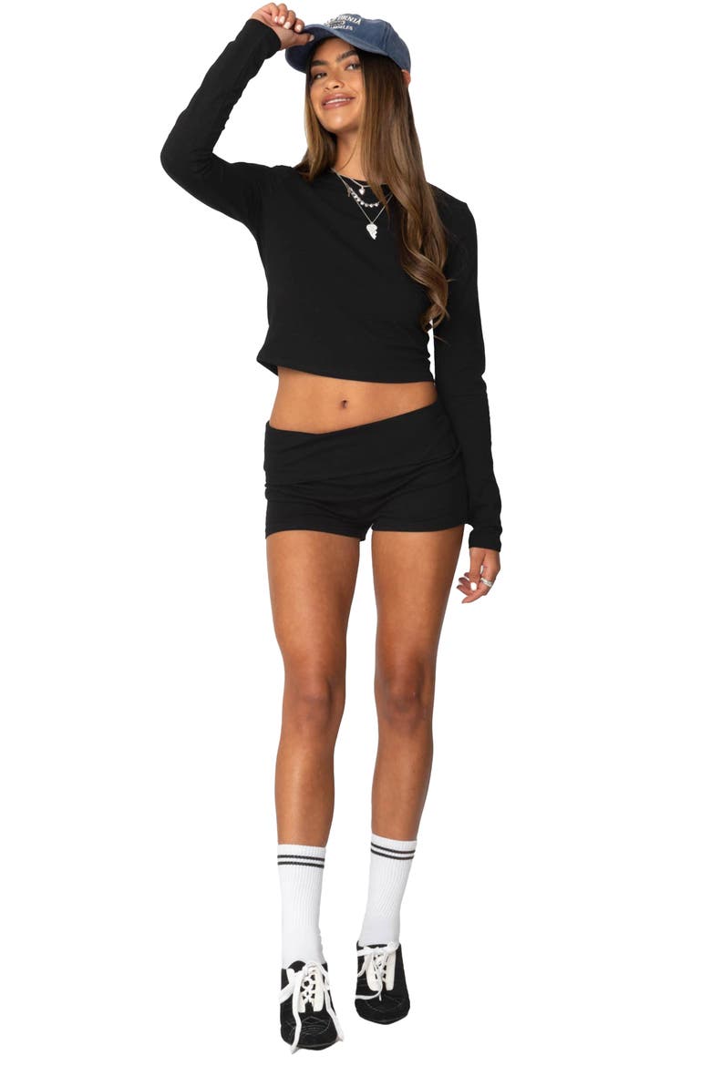 Meg Stretch Cotton Crop Top, Alternate, color, BLACK