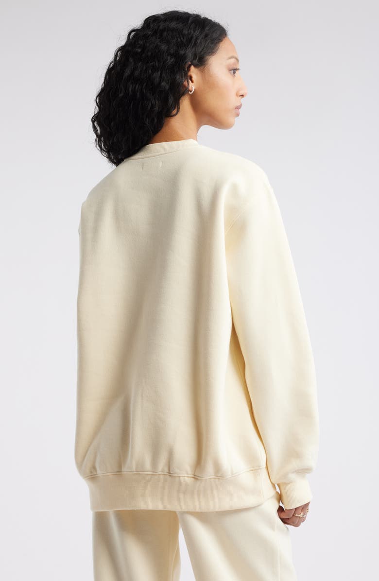 BP. Fleece Detail Oversize Crewneck Sweatshirt, Alternate, color, Ivory Gleam