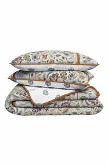 Woven & Weft Boho Block Print Floral Cotton Quilt & Sham Set