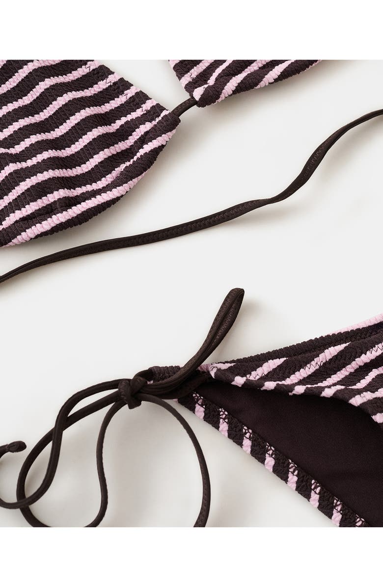 MANGO Stripe Rib Bikini Bottoms, Alternate, color, Chocolate