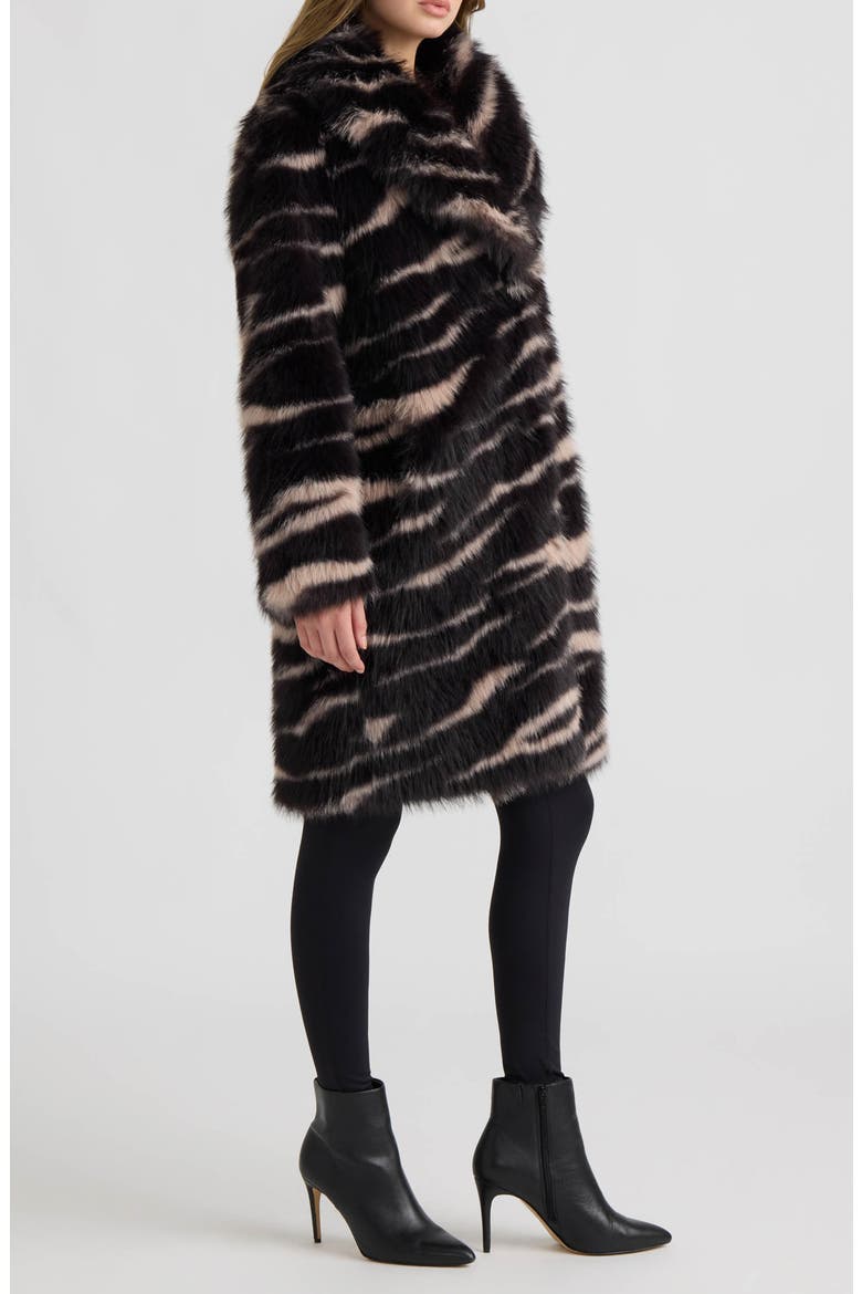 Leopard Print Faux Fur Coat, Alternate, color, ZEBRA