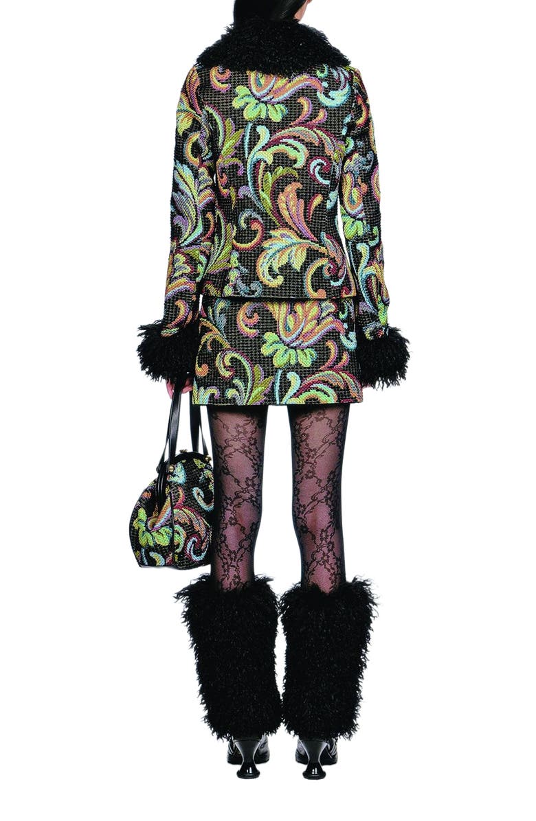 Anna Sui Tapestry Faux Fur Jacket, Alternate, color, Black Multi