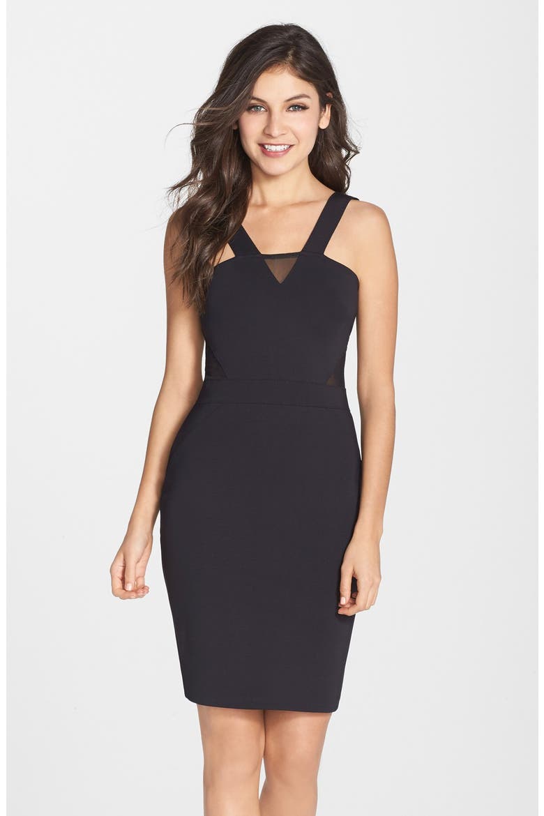 'Sicily' Scuba Body-Con Dress, Main, color, BLACK