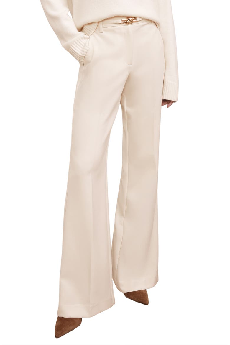 Leona Belted Flare Hem Pants, Main, color, CREAM