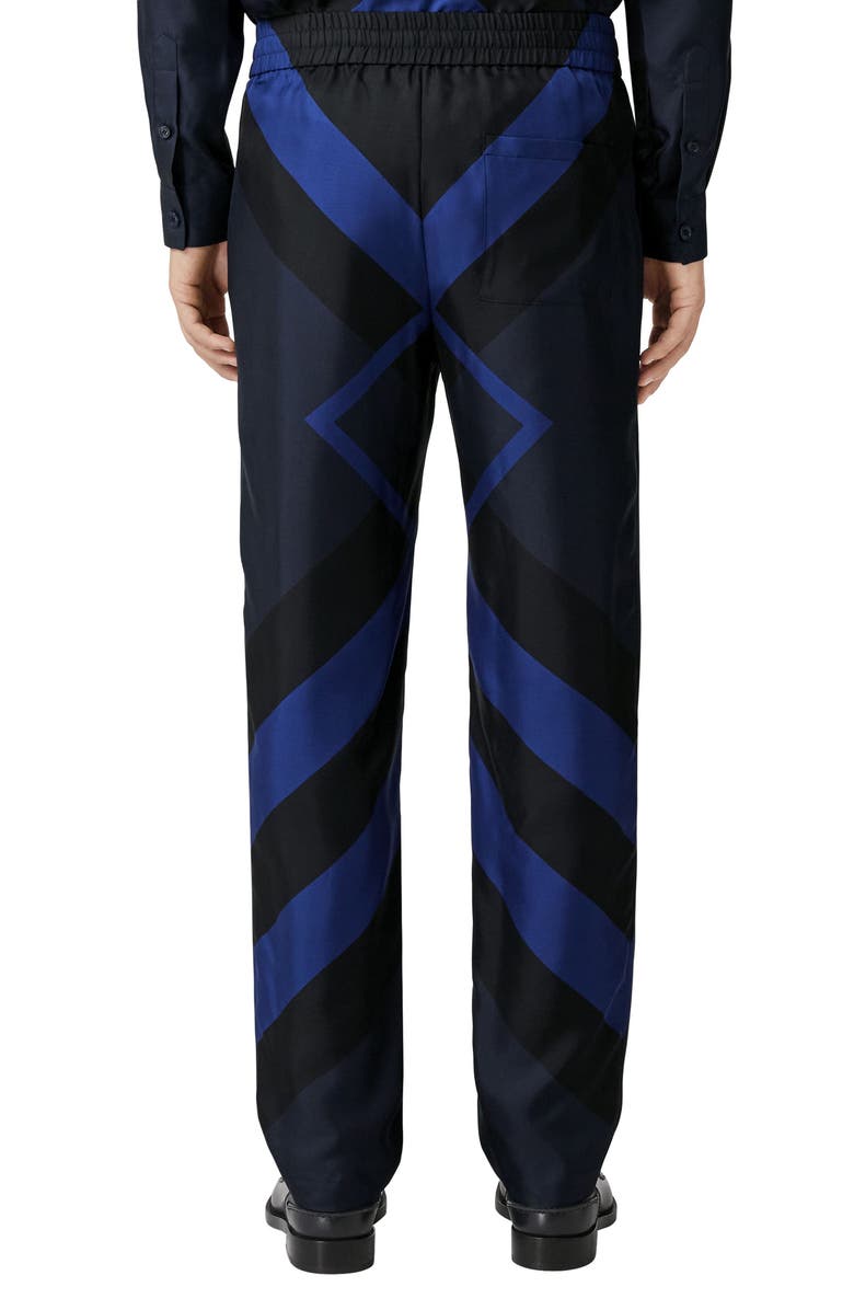 Burberry Remy Chevron Check Silk Pants, Alternate, color, Dark Charcoal Blue