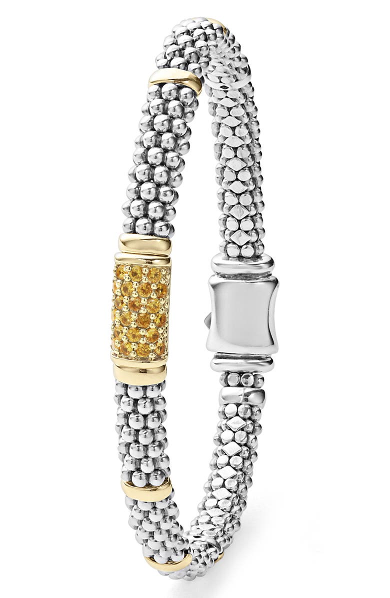 LAGOS Yellow Sapphire Caviar Bead Bracelet, Alternate, color, Silver Gold Yellow Sapphire