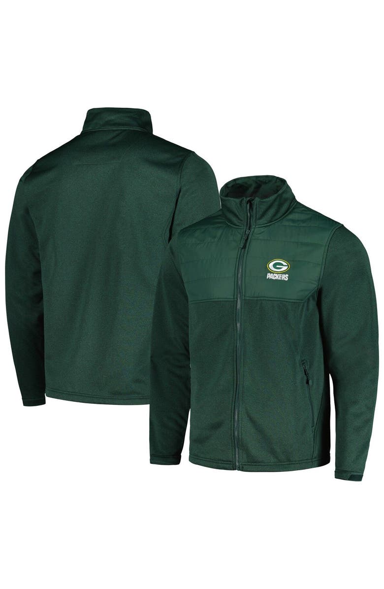 DUNBROOKE Men's Dunbrooke Heather Green Green Bay Packers Explorer Tech Full-Zip Jacket, Alternate, color,
