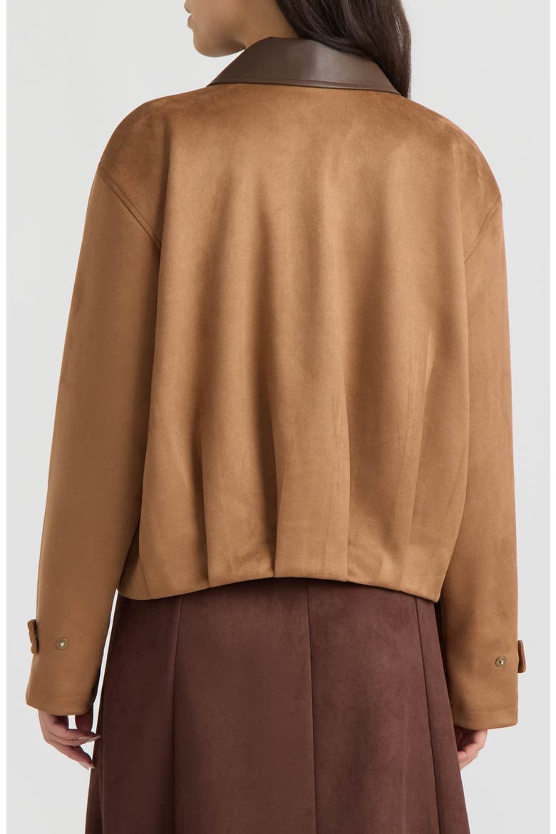 Harrington Faux Suede Zip Front Jacket, Alternate, color, BRITISH TAN