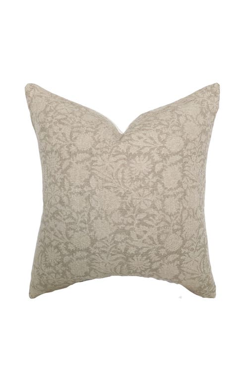 Linen & James Serena Soft Greige Floral Handblock Pillow Cover  product