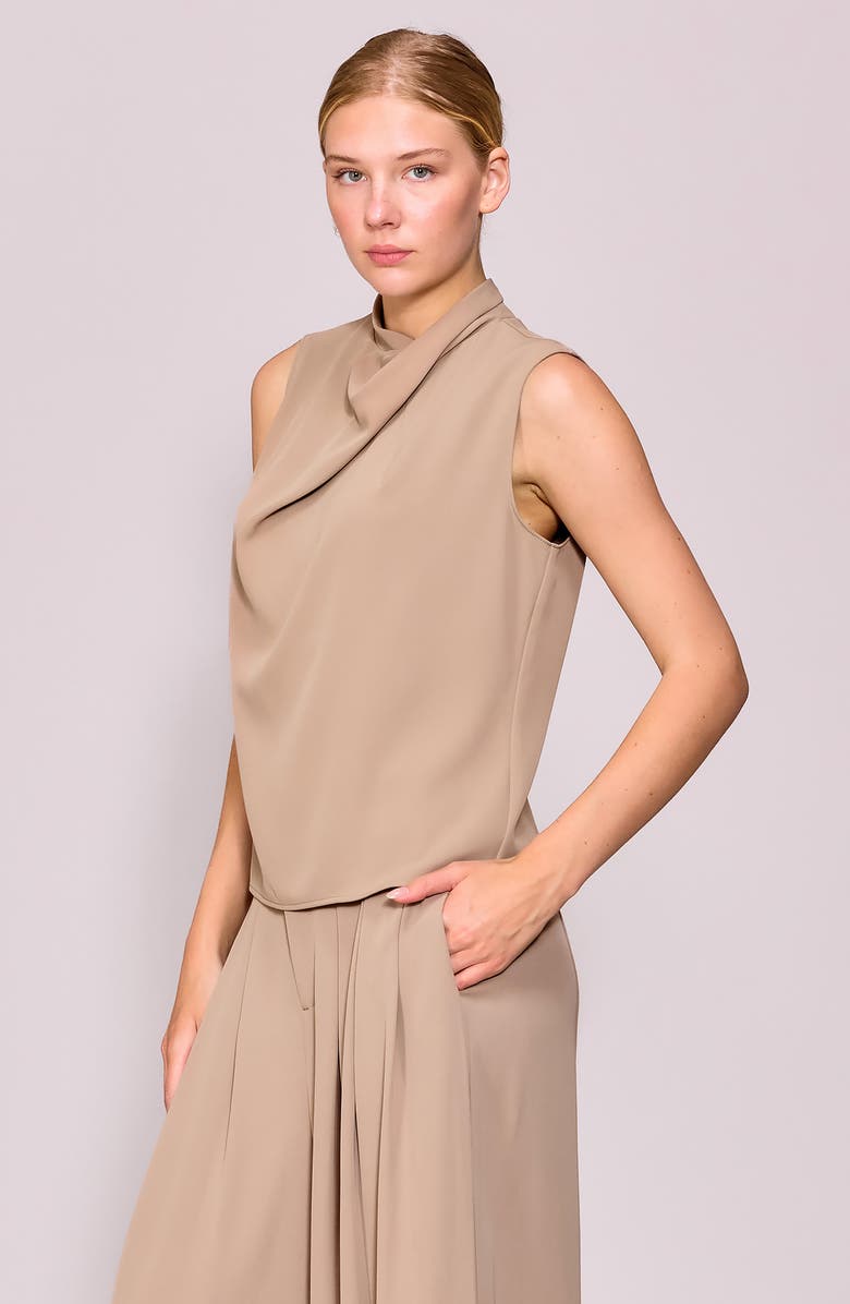 MELLODAY Drape Neck Sleeveless Crepe Top, Alternate, color, Khaki