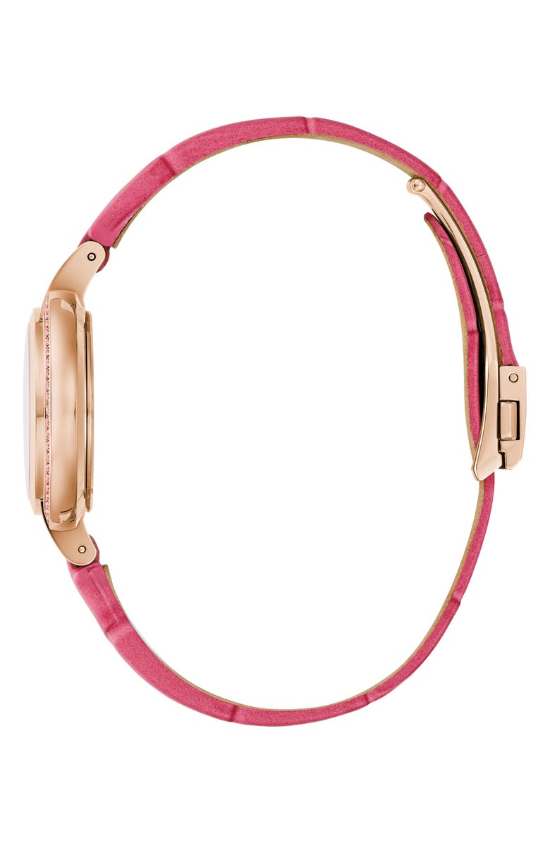 BULOVA Rubaiyat Sapphire Leather Strap Watch, 30mm, Alternate, color, Rose Gold-Tone