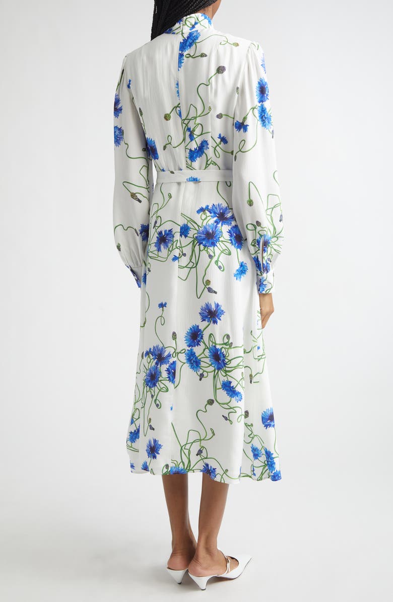 Stella McCartney Cornflower Floral Print Long Sleeve Crepe Midi Dress, Alternate, color, Cornflower