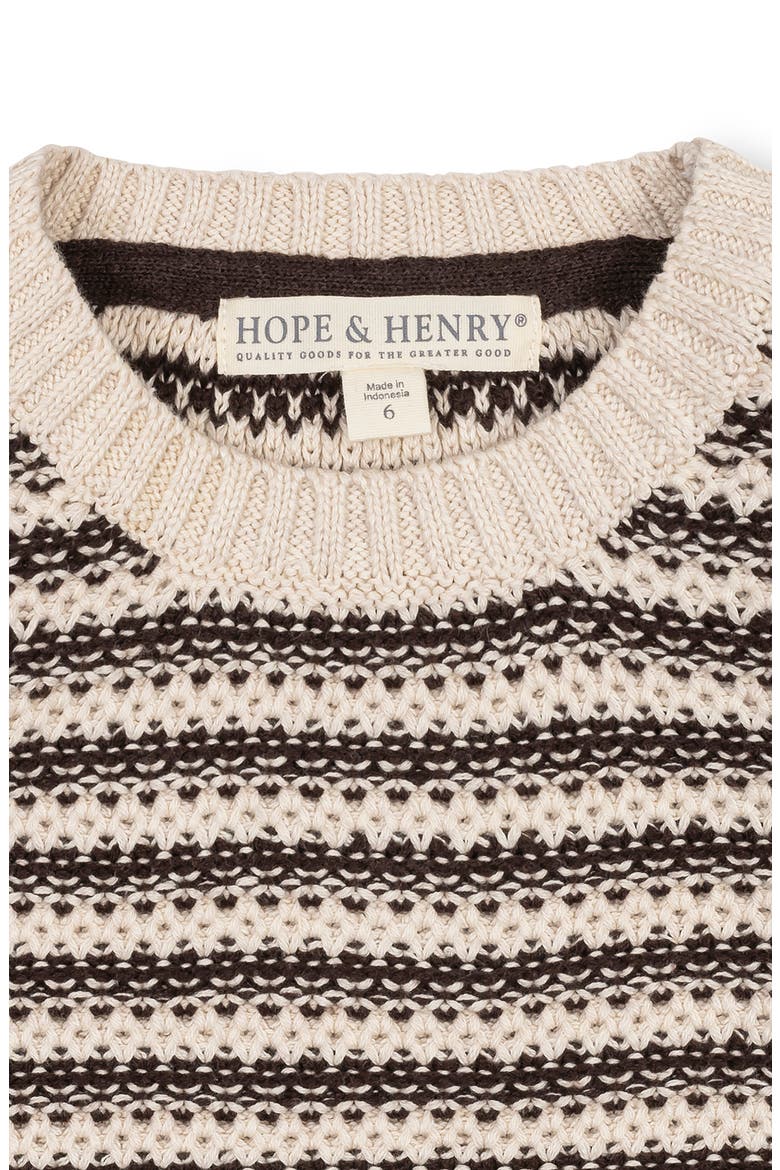 Kids' Organic Striped Crew Neck Pullover Sweater, Alternate, color, Chocolate and Tan Stripe
