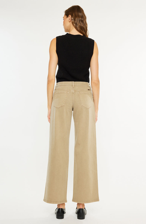 Kancan Ellie Mid Rise Wide Leg Jeans In Brown
