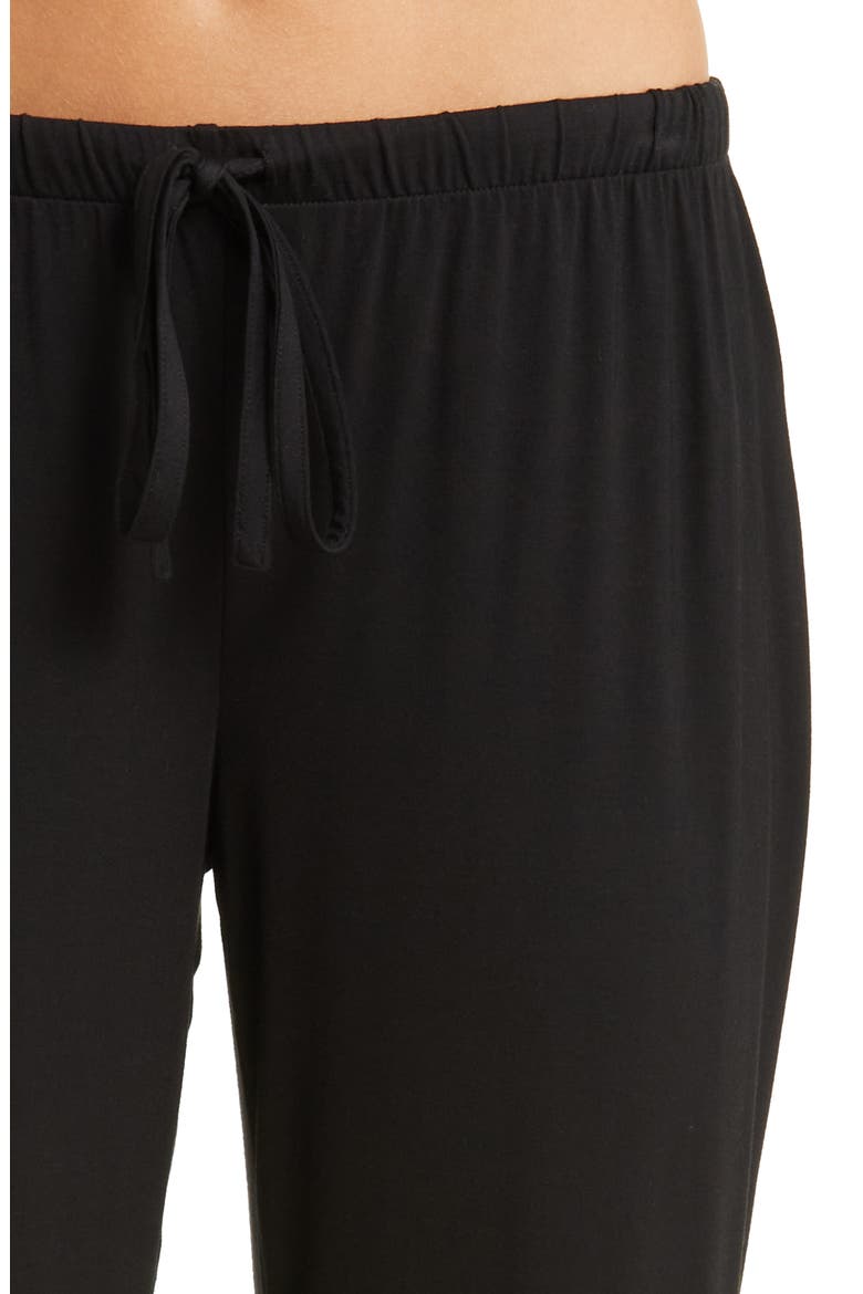 Feathers Lace Trim Jersey Pajamas, Alternate, color, BLACK