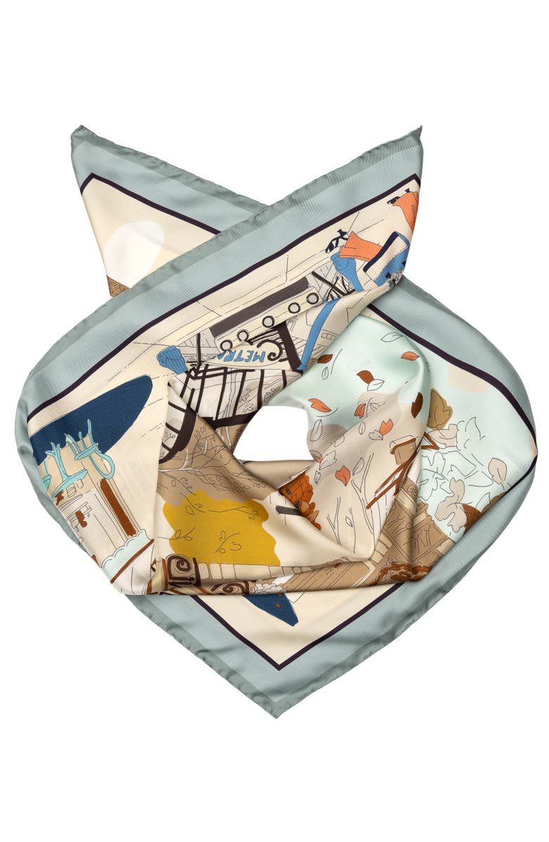 Elizabetta Parigi - Silk Foulard, Main, color, Tan And Aqua