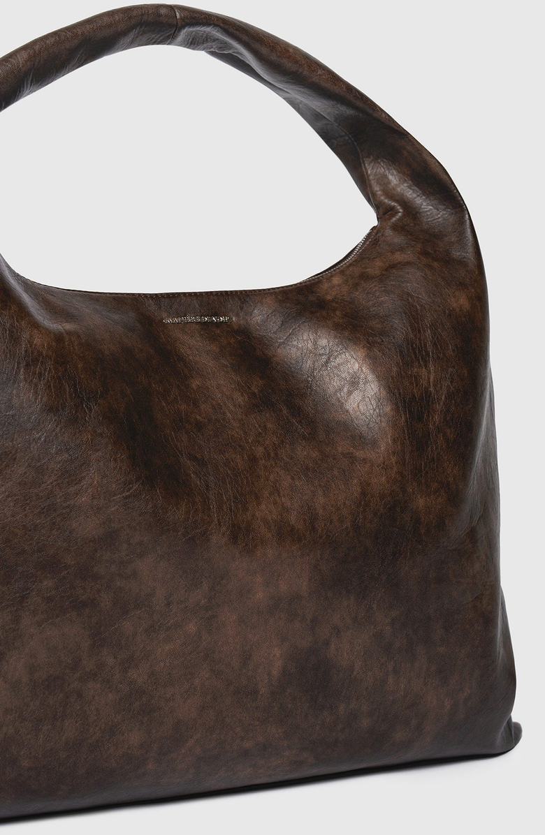 Manière De Voir Aubin Vintage Leather Hobo Bag, Alternate, color, Brown