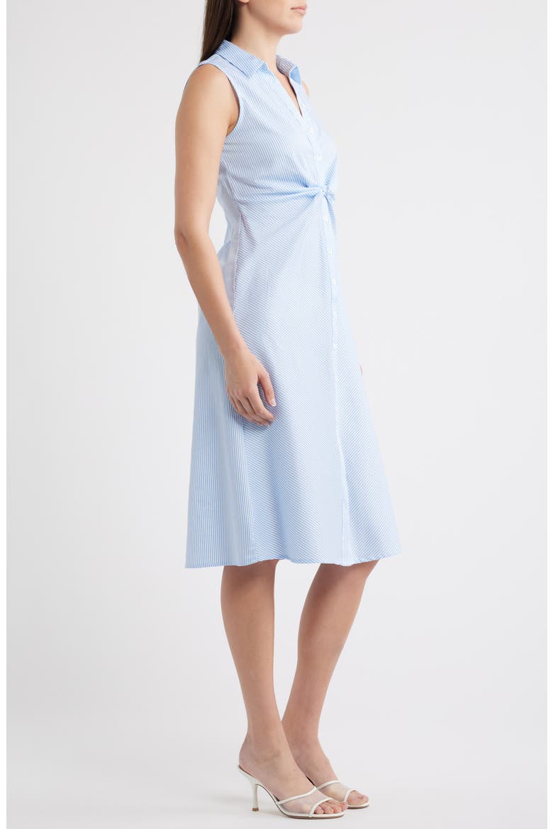 Twist Detail Sleeveless Cotton Shirtdress, Alternate, color, AIRY BLUE
