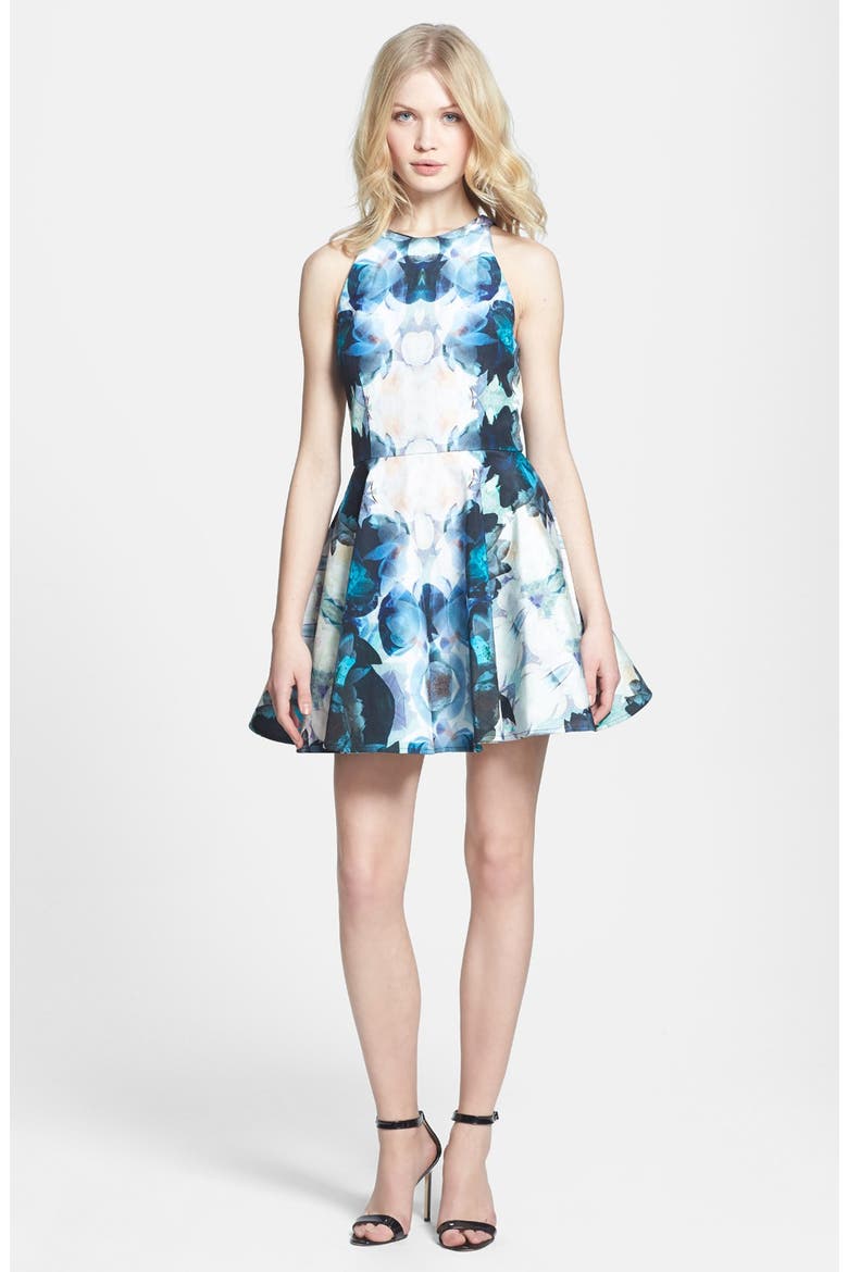 'The Echo' Print Dress, Main, color, WHITE/ BLUE
