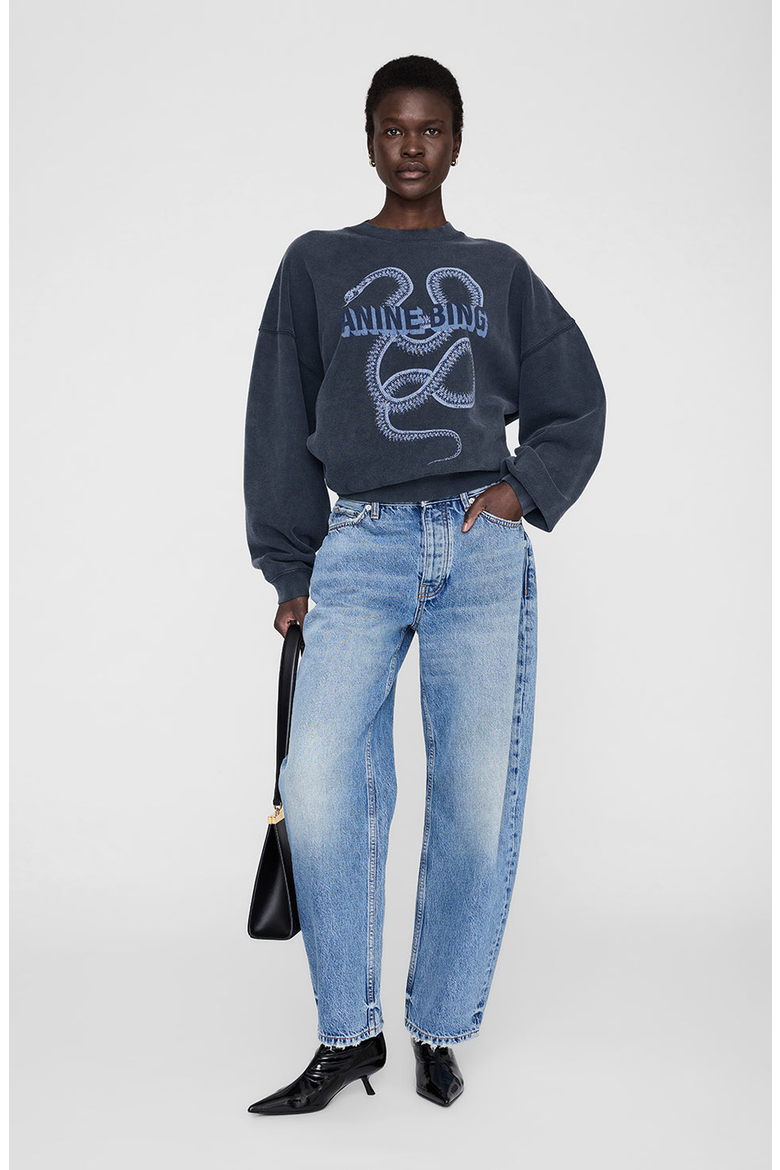 Harvey Crew Sweatshirt Snake, Main, color, Washed Black