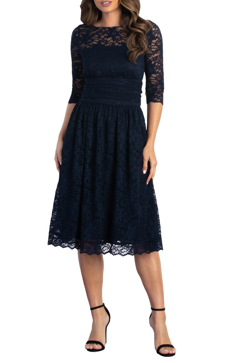 Luna Lace Cocktail Dress, Main, color, INDIGO BLUE