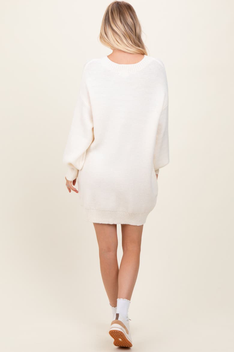 Half Button Up Mini Sweater Dress, Alternate, color, Cream