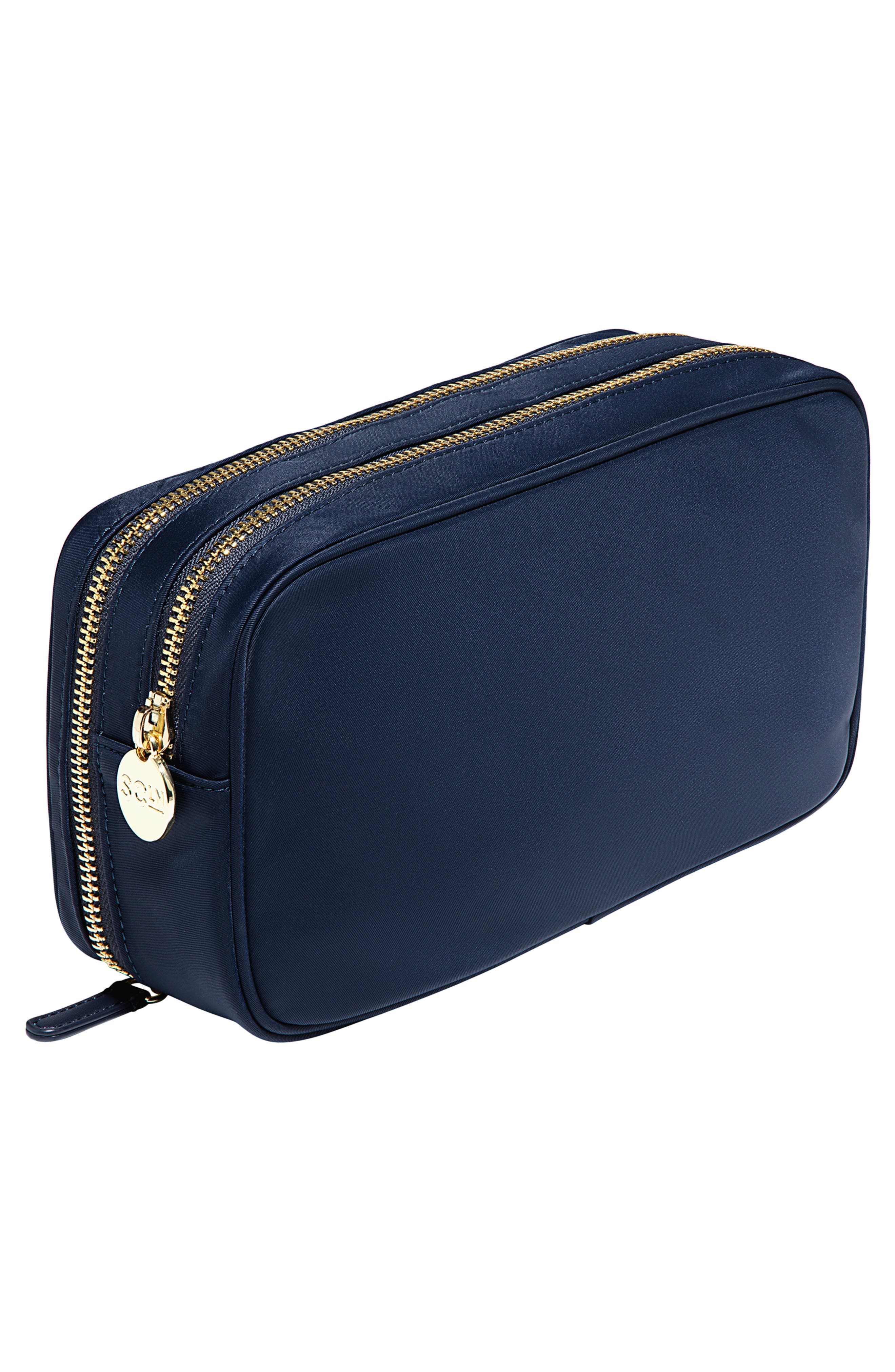 Nylon Double-Zip Pouch, Alternate, color, SAPPHIRE