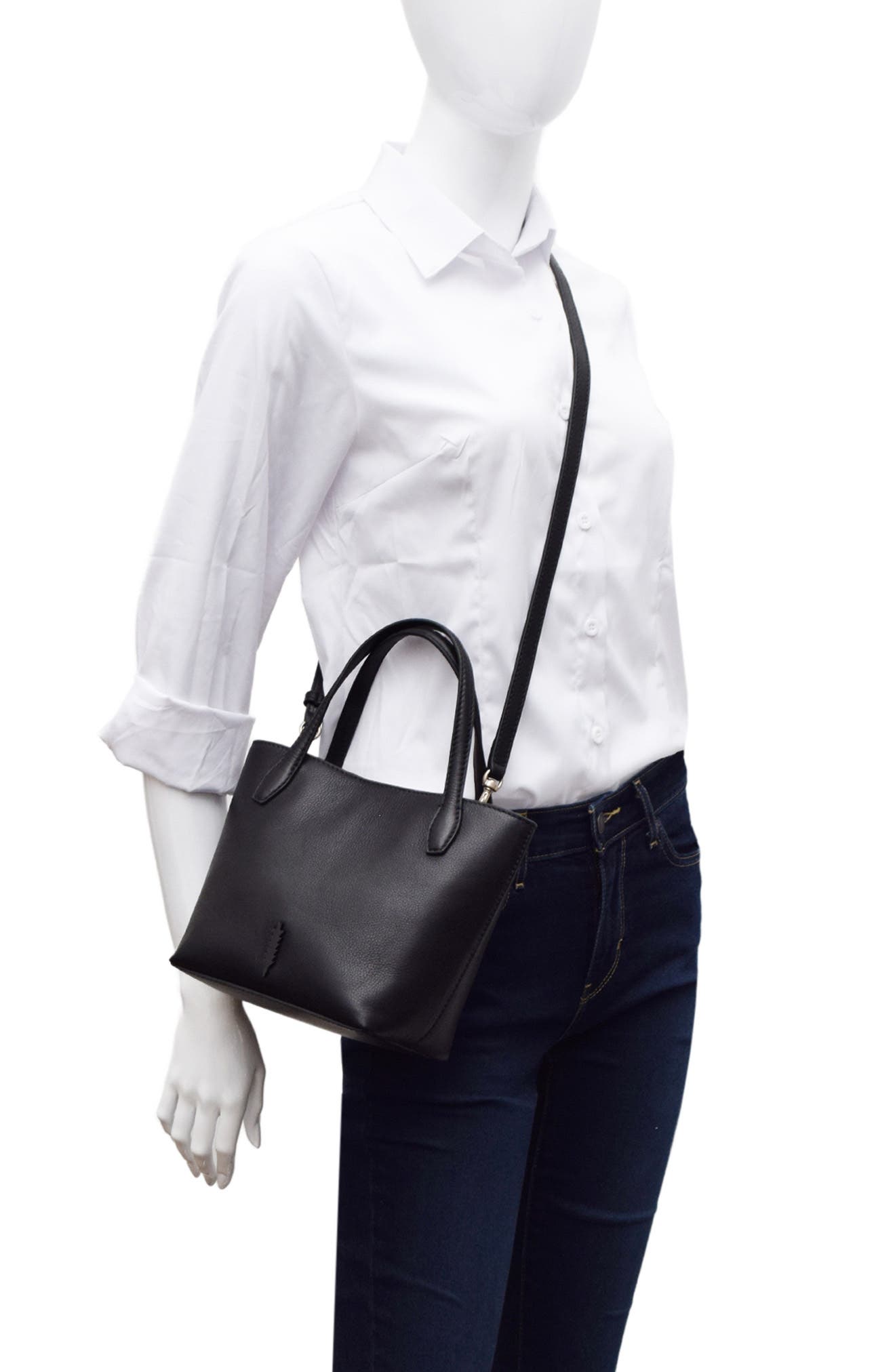 Asher Leather Tote Crossbody, Alternate, color, BLACK
